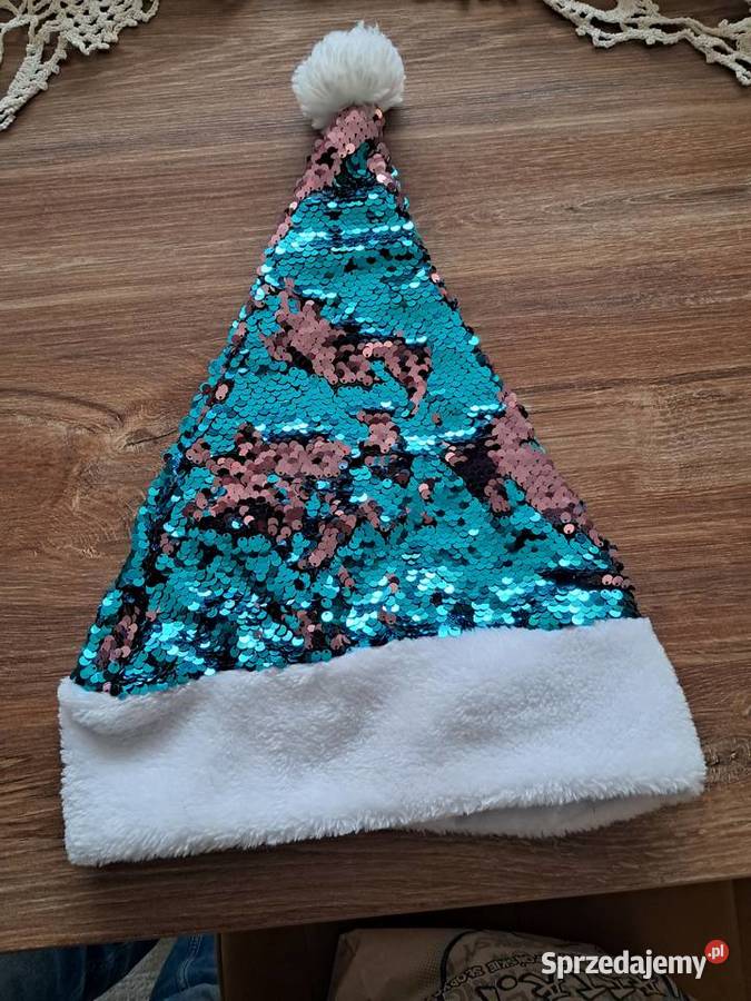 czapka Mikołaja z odwracalnymi cekinami stan świętokrzyskie