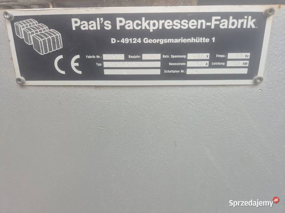 Belownica Prasa Zgniatarka Paal Pacomat V Sośno