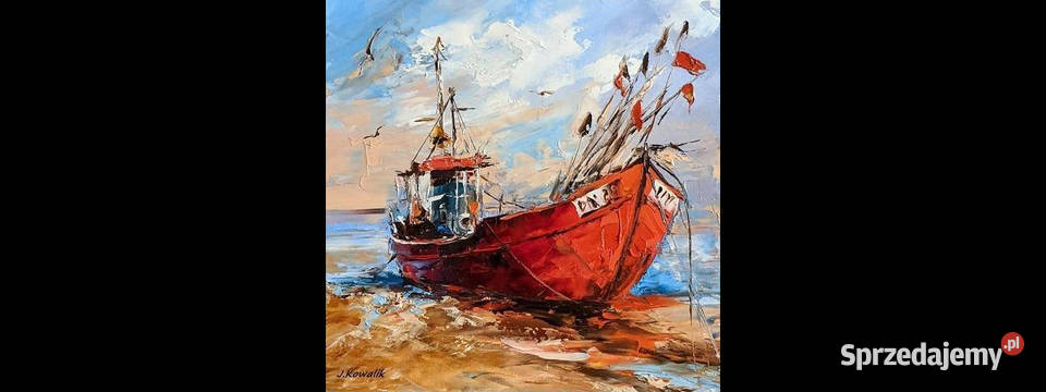 Kowalik Kuter rybacki 2 obraz olejny 30x24