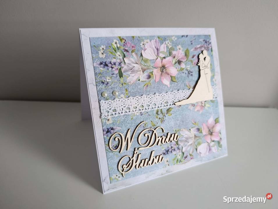 Kartka ręcznie robiona na Ślub handmade Łódź