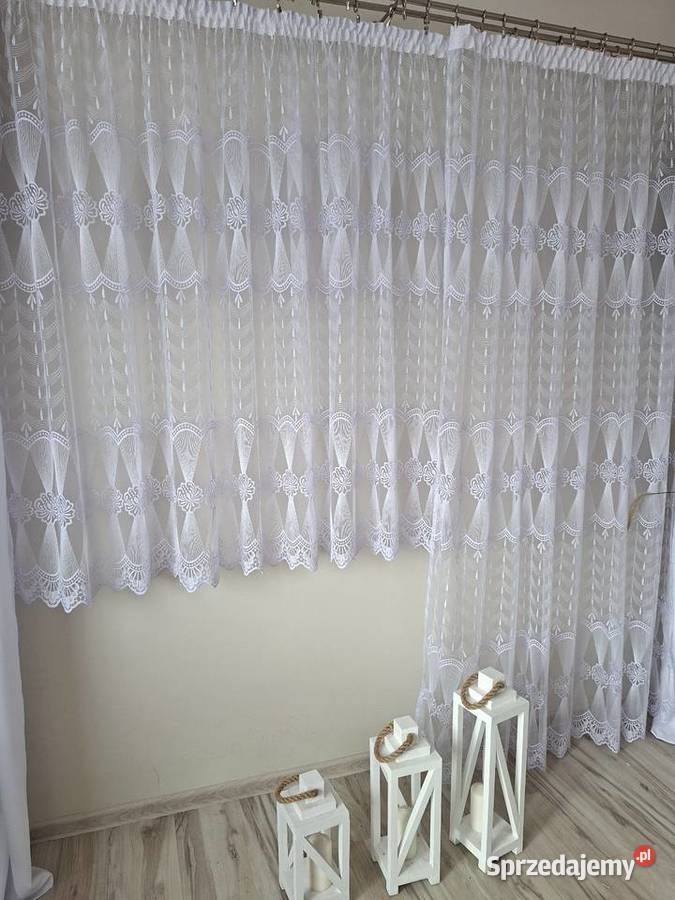 Firanka balkonowa haftowana 5m x 230 Szycie na biały Zawiercie sprzedam