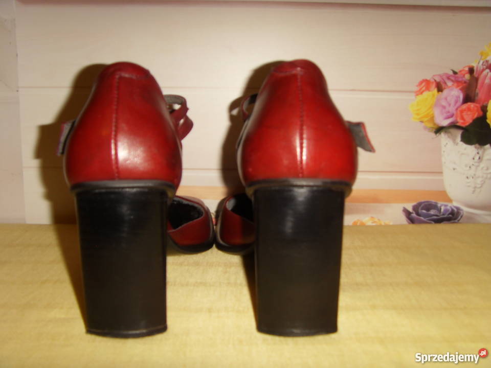 PÓŁBUTY DAMSKIE SKÓRZANE BORDOWE ROZMIAR 40 Wrocław sprzedam