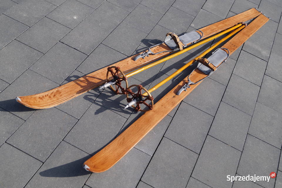 Stare narty drewniane 172 z kijkami Pruchnik sprzedam