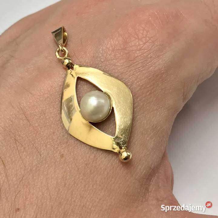 Złoty WISIOREK zawieszka 18K biała PERŁA cudowna złote Warszawa