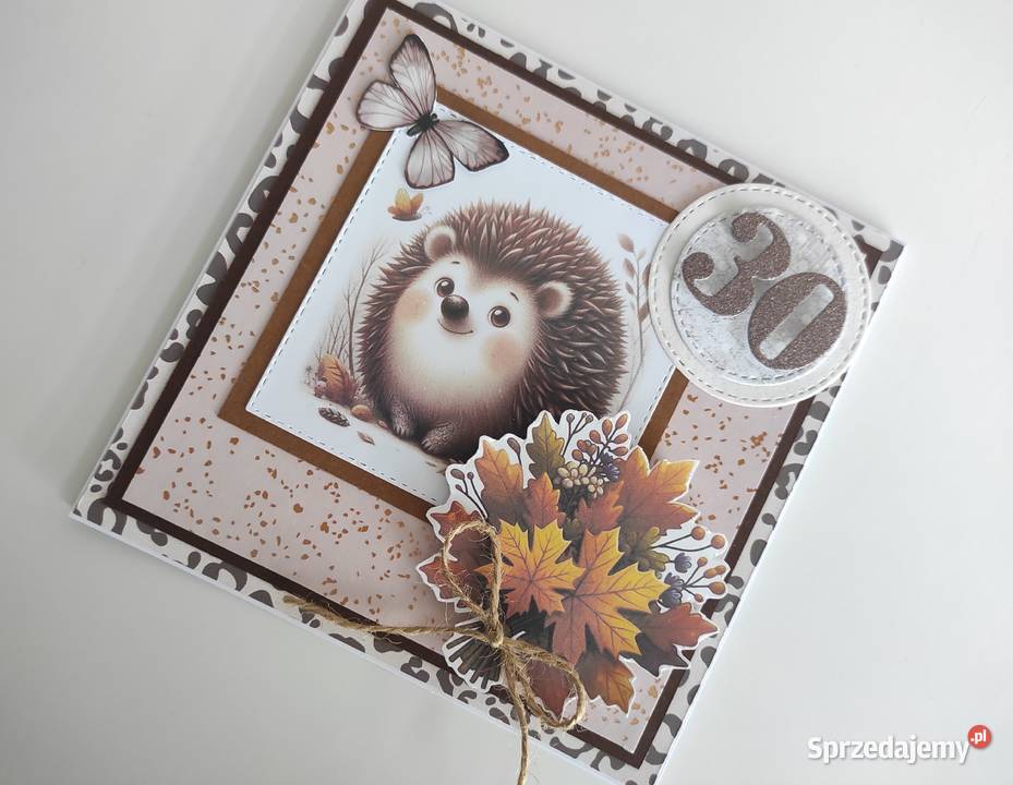Kartka na urodziny ręcznie robiona jesienna z Łódź