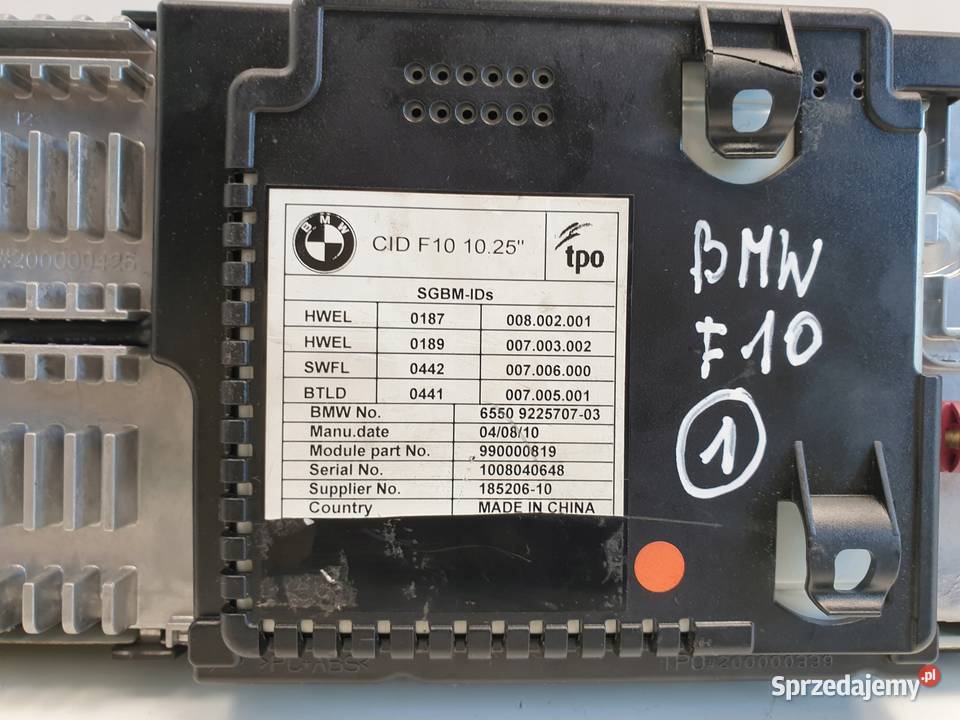 BMW 5 F10 EKRAN NAWIGACJI Wyświetlacz 9225707 Nawigacje fabryczne Chełm
