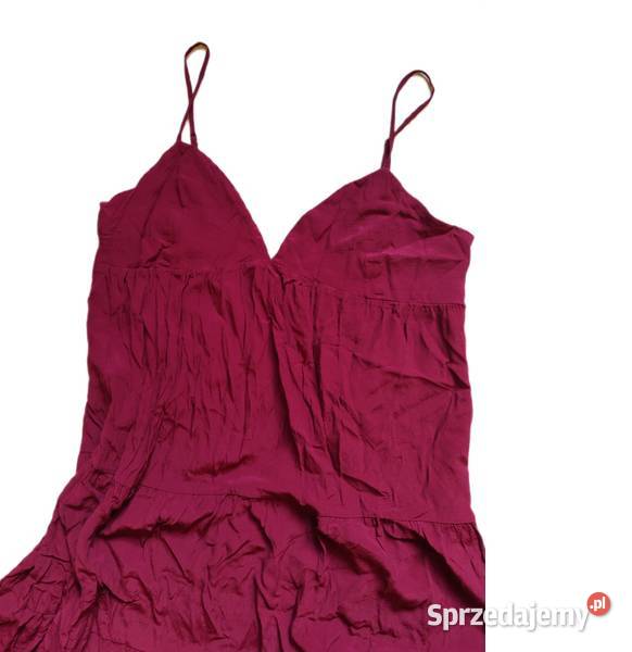 Burgundowa sukienka Reserved XL maxi z falbanami Spódnice i sukienki Gdańsk