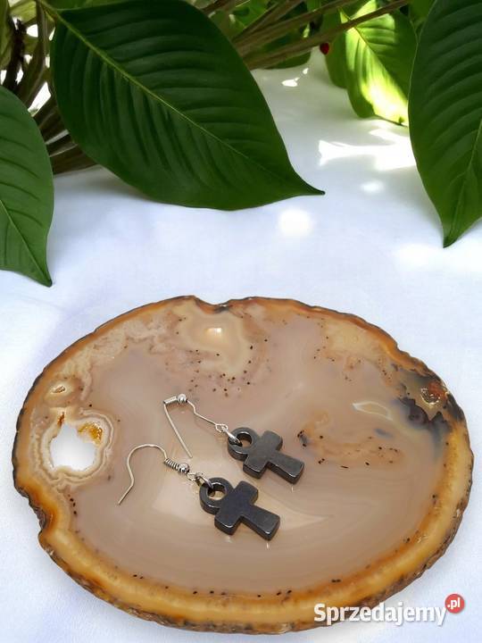 Kolczyki z hematytu HEMATYT krzyż Ankh 1266 Kolczyki Warszawa