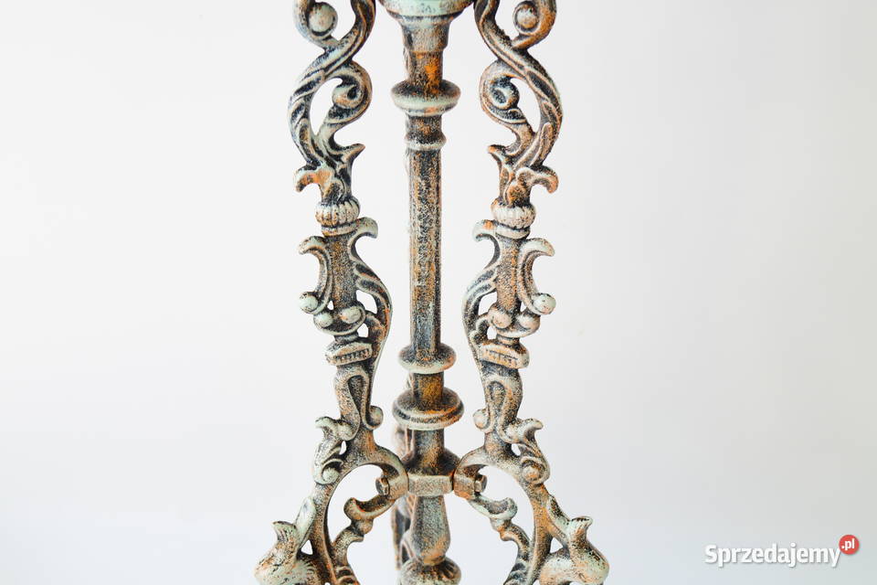 Rustykalny żeliwny kwietnik stolik retro Gizałki