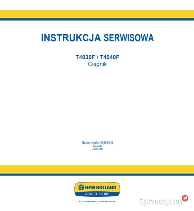 Holland T4030F T4040F instrukcja napraw Polsku sprzedam