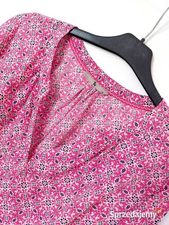 Bluzka L 40 TU różowa kwiaty wiskozowa różowy mazowieckie Warszawa