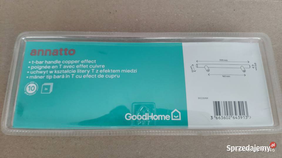 Uchwyt meblowy GoodHome Annato T 220 mm miedź Częstochowa