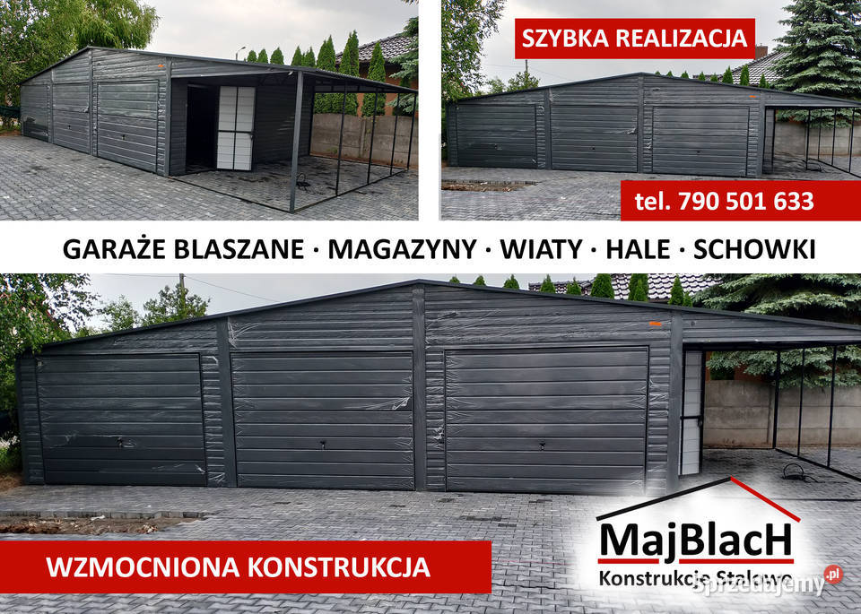 Grafitowy Blaszak bramy uchylne TANIO Garaże mazowieckie Płock
