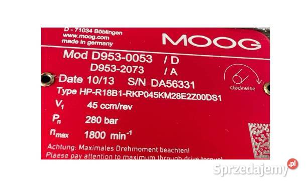 MOOG HP R18B1 RKP04528E2Z00DS1 D9530053 D Poznań sprzedam
