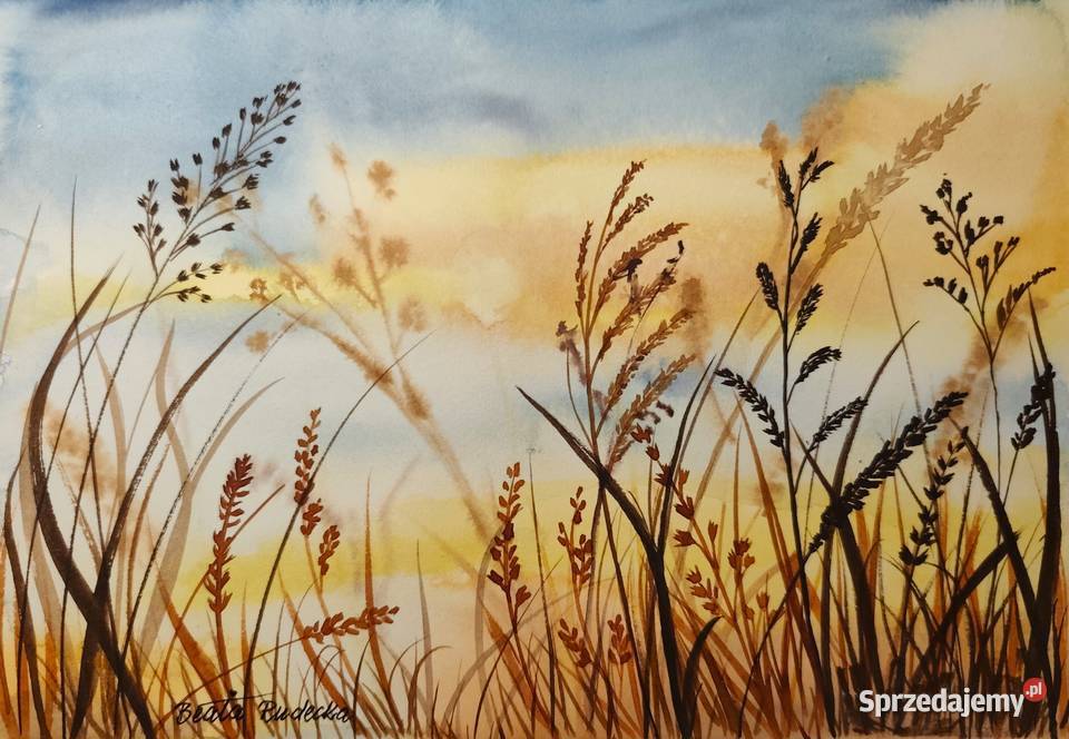 Akwarela Akwarelka Obraz pt Żółty sen o niebie Malarstwo mazowieckie Warszawa