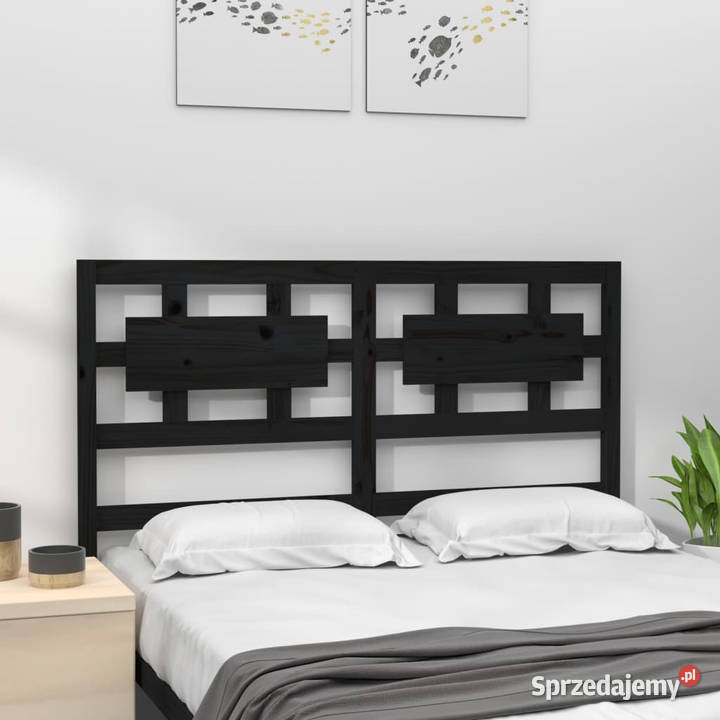Wezgłowie łóżka czarne 1855x4x100 lite drewno Warszawa