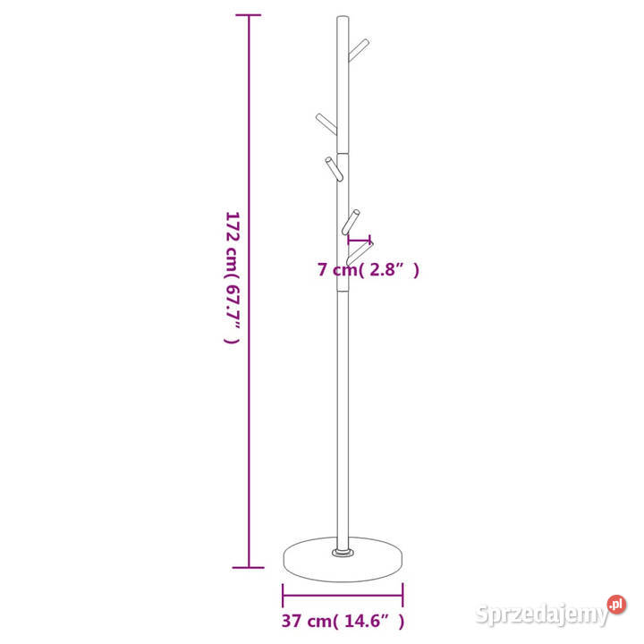 Stojący wieszak na płaszcze czarny 172 malowane Warszawa sprzedam