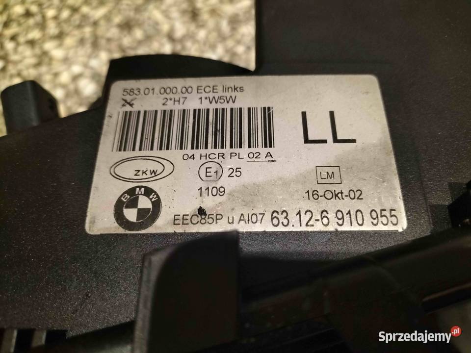 Obudowa lampy przedniej lewej BMW E46 SEDAN osobowe Poręba