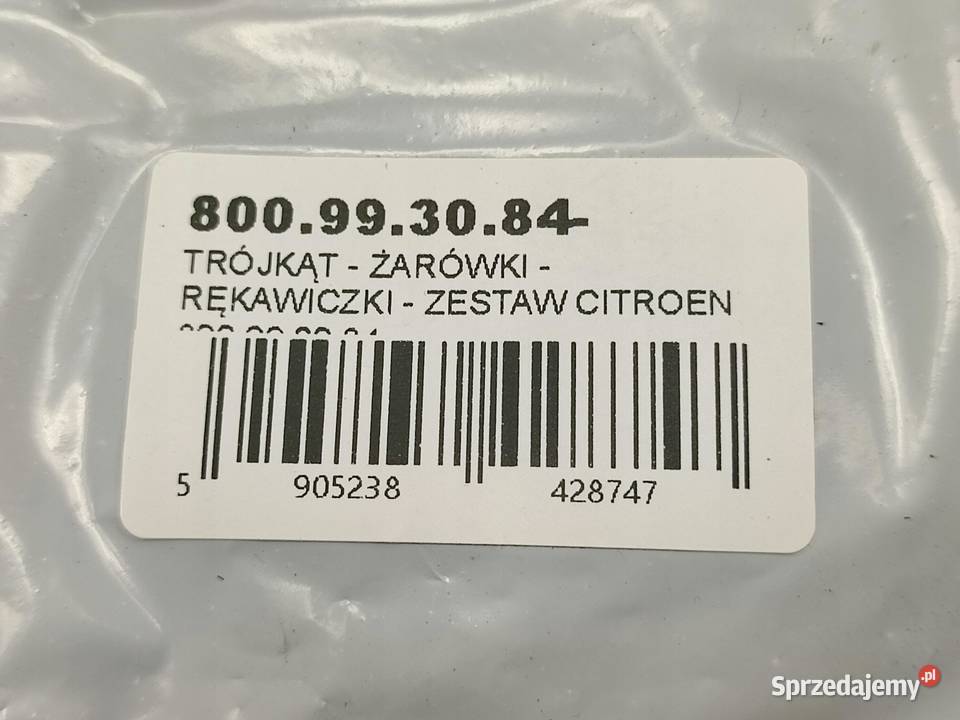 TRÓJKĄT ŻARÓWKI RĘKAWICZKI ZESTAW CITROEN sprzedam