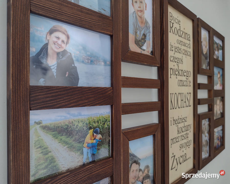 Drewniana Multirama Ramka na 12 ZDJĘĆ 10x15 Ramki i ramy Łódź