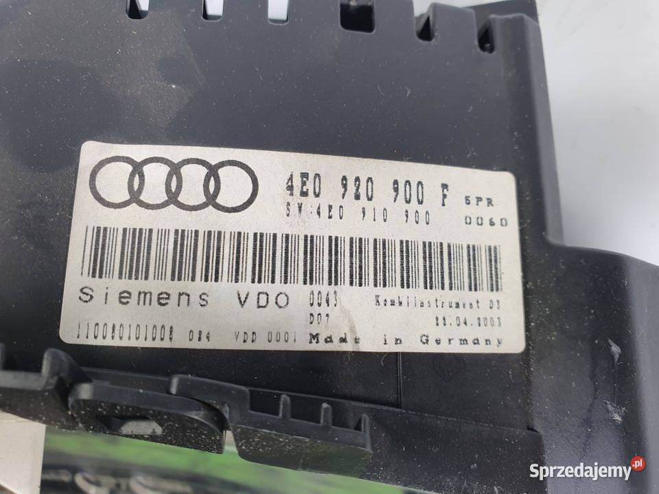 LICZNIK ZEGAR AUDI A8 D3 4E0920900F EUROPA