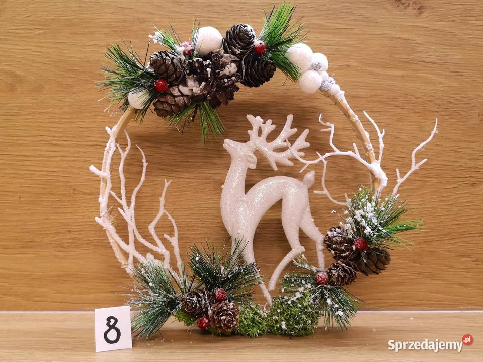Stroik świąteczny na drewnianej obręczy LED świętokrzyskie Kielce sprzedam