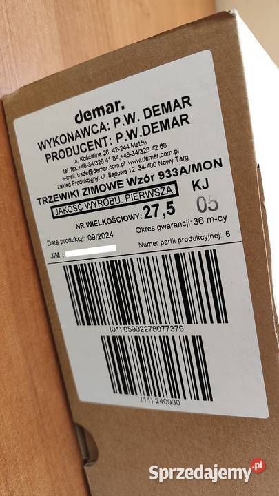 Buty zimowe WP demar wz 933Amon rozmiar 275 zachodniopomorskie Stargard sprzedam