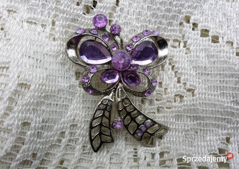 Stara angielska broszka fioletowy kwiatek małopolskie Ochojno sprzedam