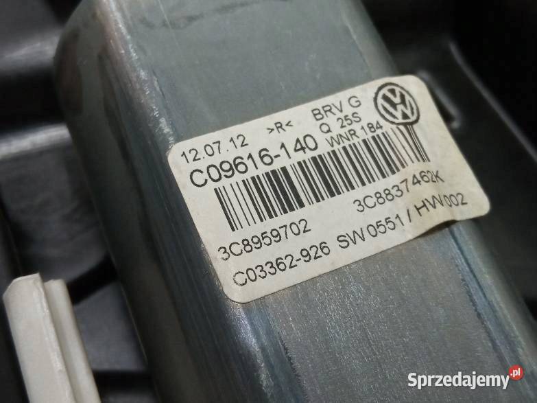 MECHANIZM SZYBY PRAWY PRZÓD 3C8959702 Volkswagen Mechanizmy opuszczania szyb