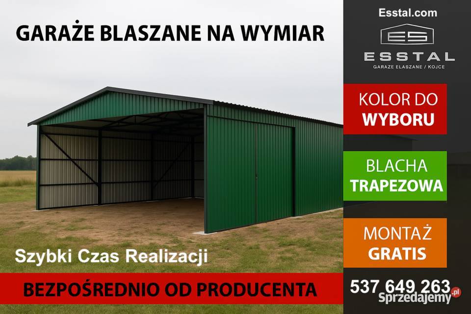Zielony Otwarty Garaż Blaszany Wiata Magazyn Sprzedaż Ostróda