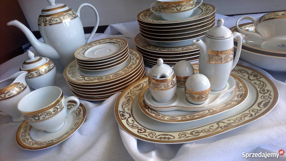 Porcelana serwis obiadowy kawowy 51 zdobiony Gdańsk
