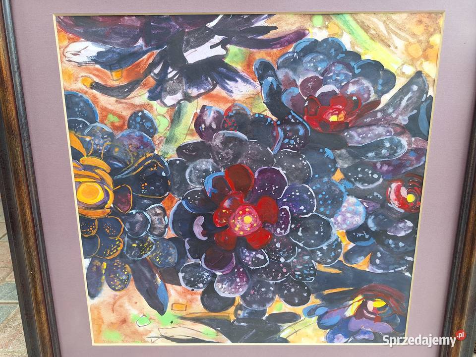 Obraz olejny kwiaty motywy kwiatowe 605x595 Jawor