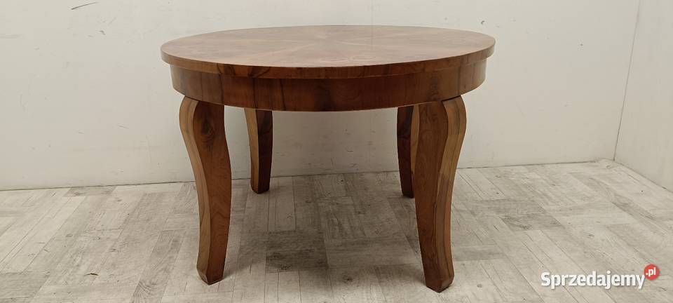 stary okrągły stół art deco orzech lata 60te Radomsko