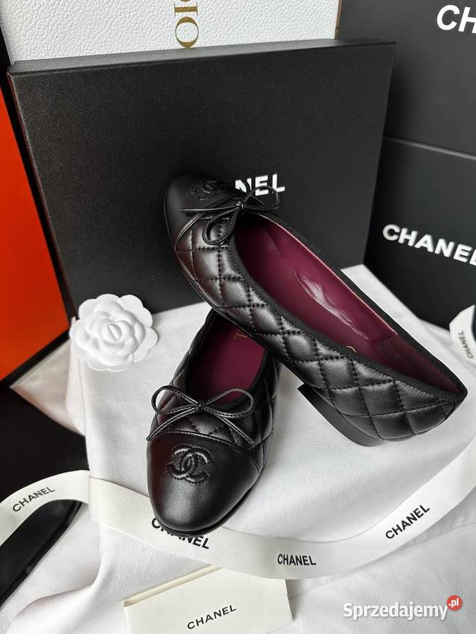 Baleriny Chanel Flats Cambon Black Leather Warszawa