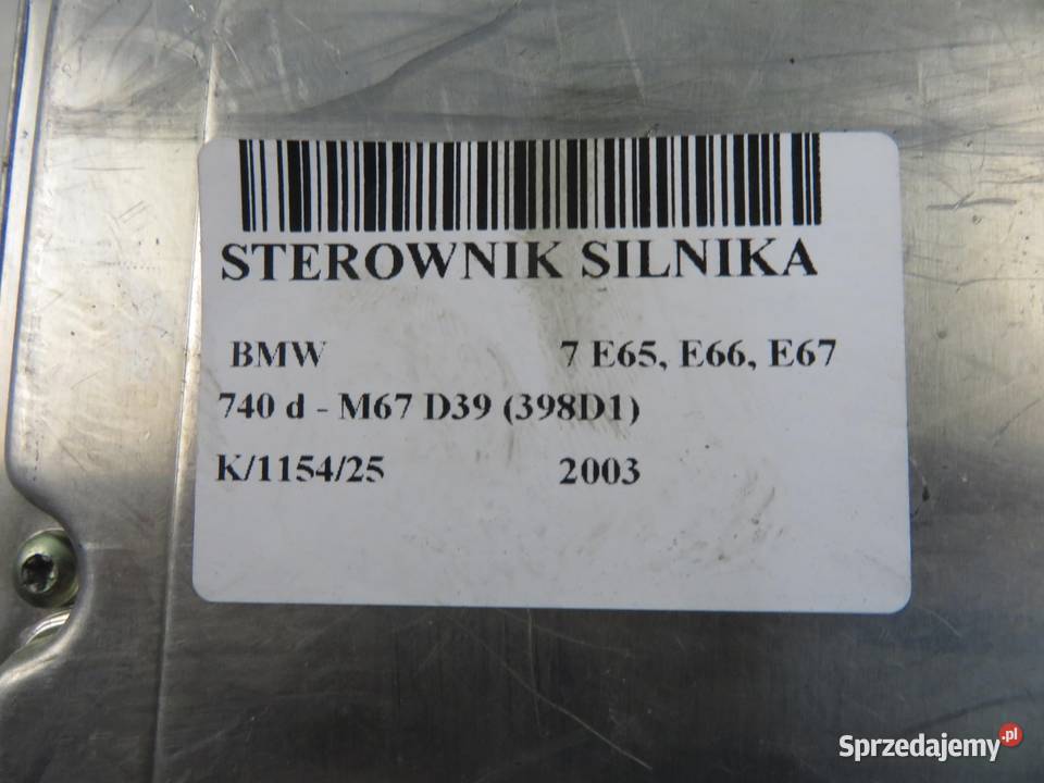 STEROWNIK BMW 7 E65 740 d M67 D39 398D1 Komputery małopolskie