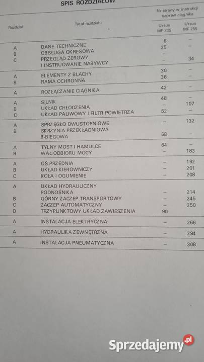 Instrukcja napraw MF 235 Ursus 2812 Pozostałe Lublin