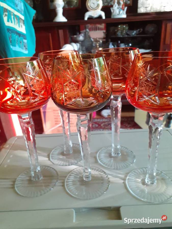 Krysztalowe kielichy kolor pomarancz Warszawa