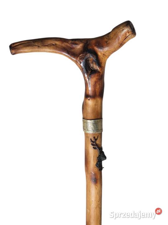 Stara piękna drewniana laska ręcznie rzeźbiona Cieszyn sprzedam