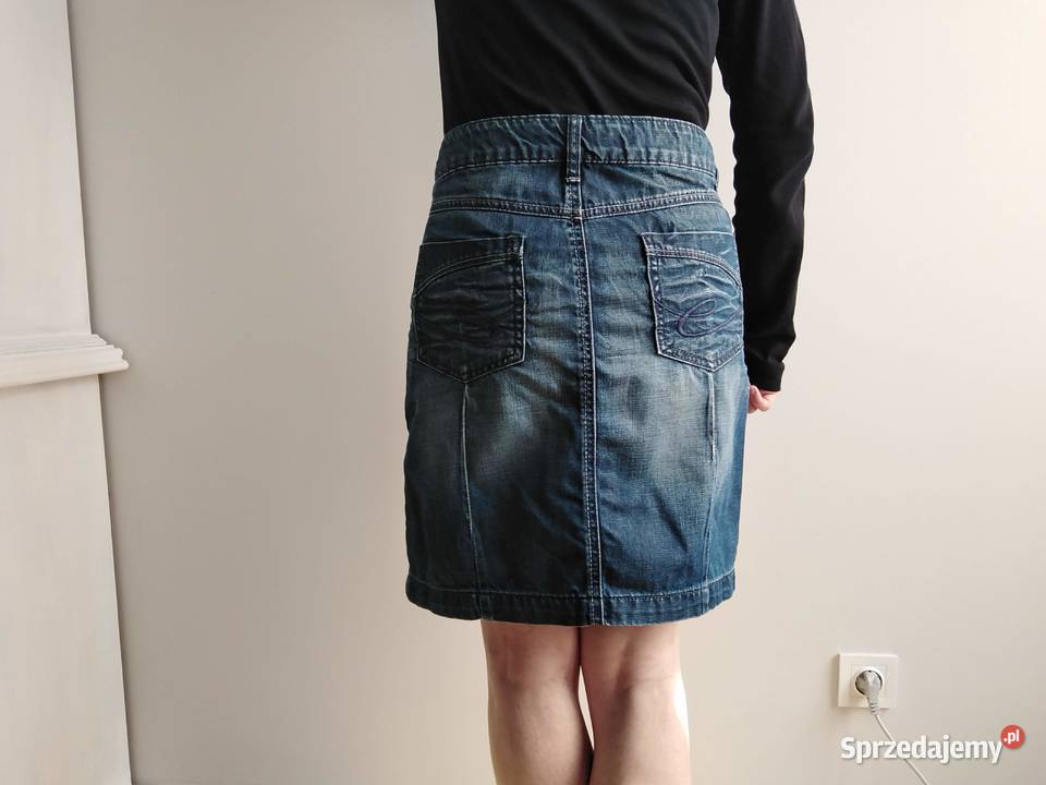 Dżinsowa spódnica z rozcięciem i marszczeniem Dżinsowa  Spódnice i sukienki mazowieckie Warszawa