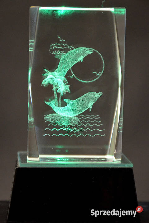 Kryształ 3D grawer wewnętrzny laser delfiny Środa Wielkopolska