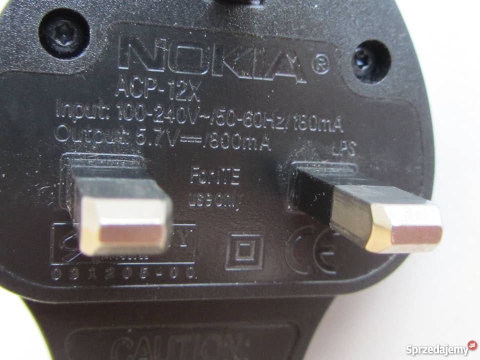 Ładowarka Nokia ACP 12X DC 57V 800 mA wtyczka UK Olecko