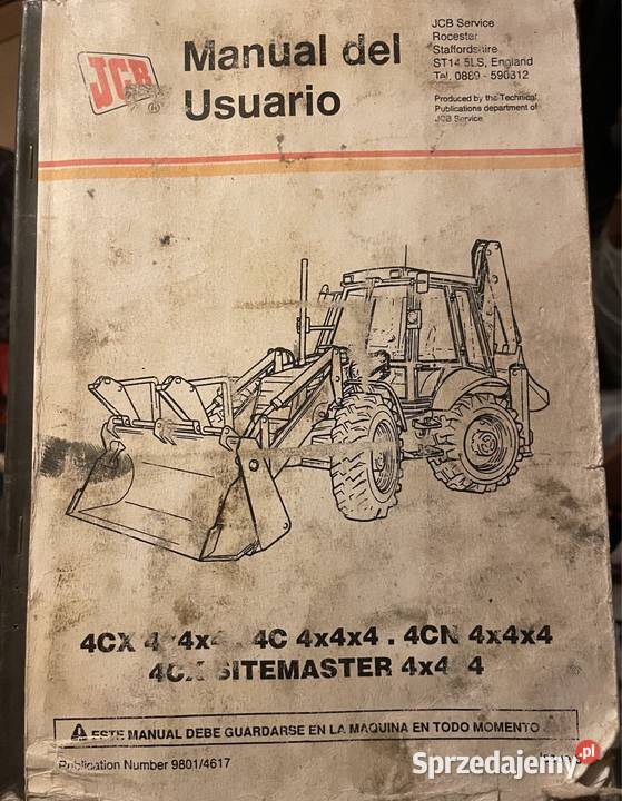 Instrukcja obsługi koparkoładowarka JCB 4CX 4CN małopolskie Biczyce Górne