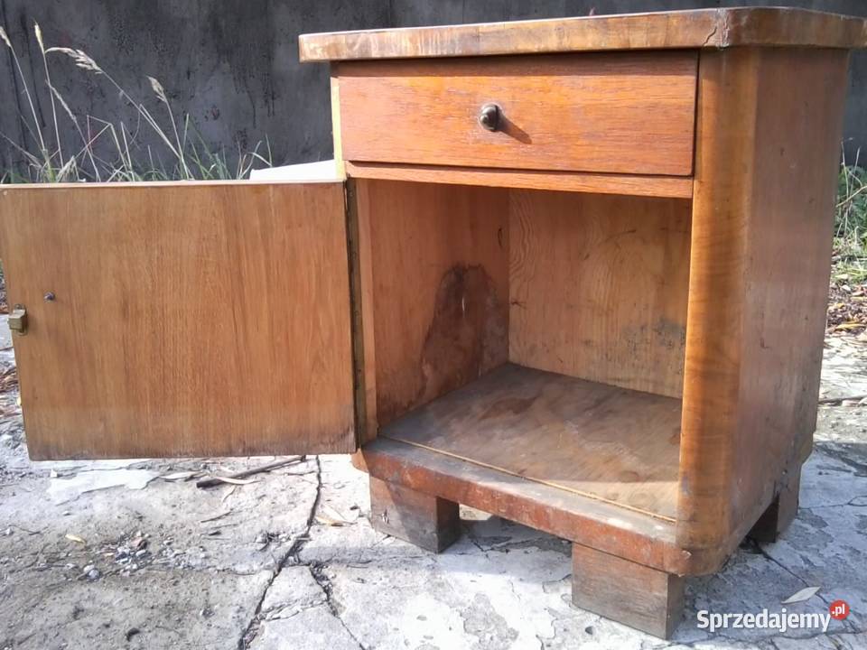 Drewniana czwarta zabytkowa szafeczka nocna Knurów