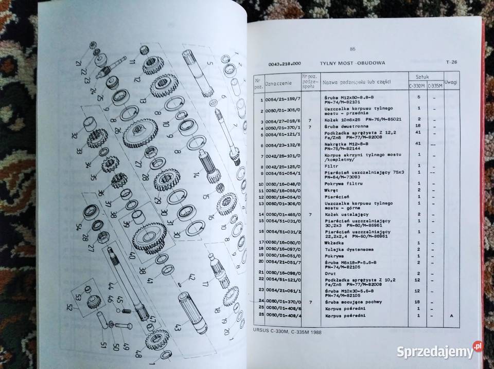 Ursus C 330M C 335M katalog części oryginał 1988