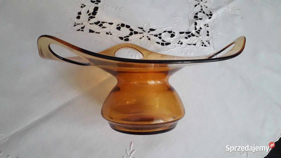 Patera wazon ze szkła miodowego Huta Laura