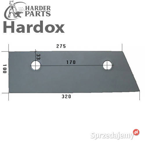 Płoza krótka HARDOX 737559L k części do pługa Suwałki