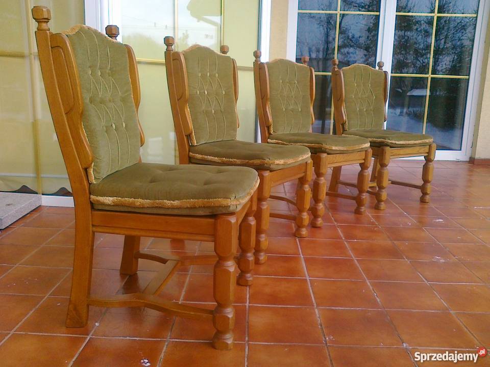 Krzesło dębowe fotel masywne drewniane tron Meble Sulbiny