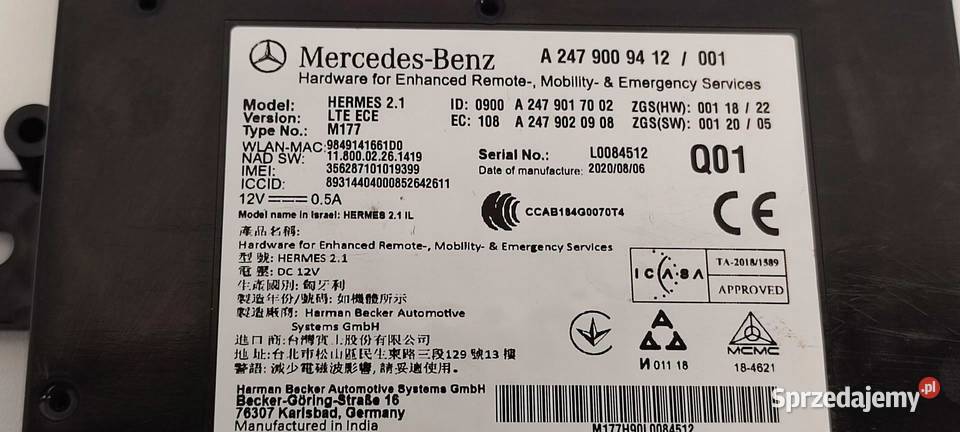 MERCEDES VITO W447 MODUŁ BLUETOOTH A2479009412