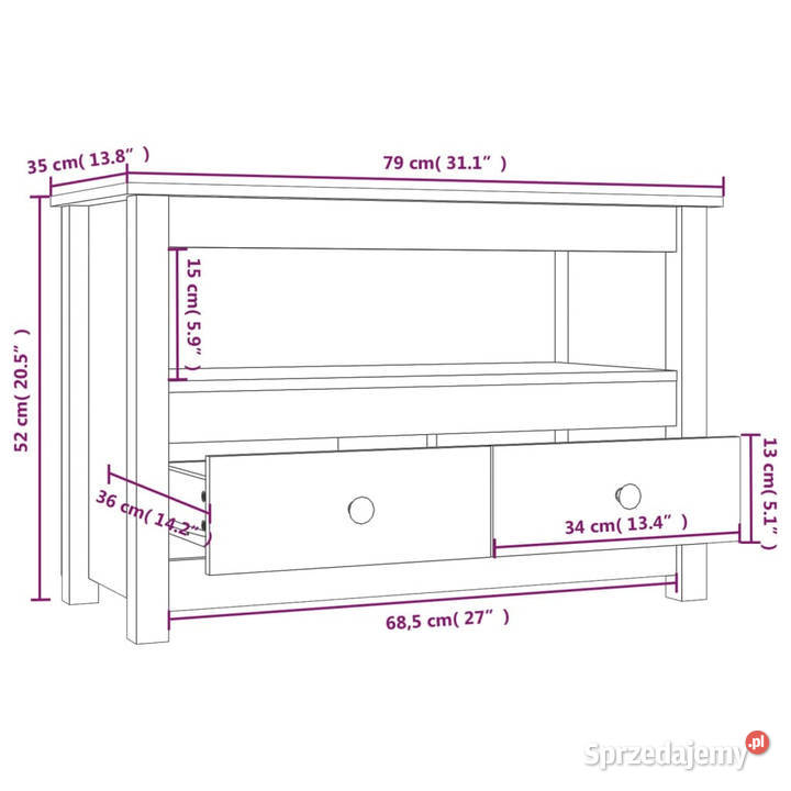 Szafka pod telewizor 79x35x52 lite drewno Warszawa