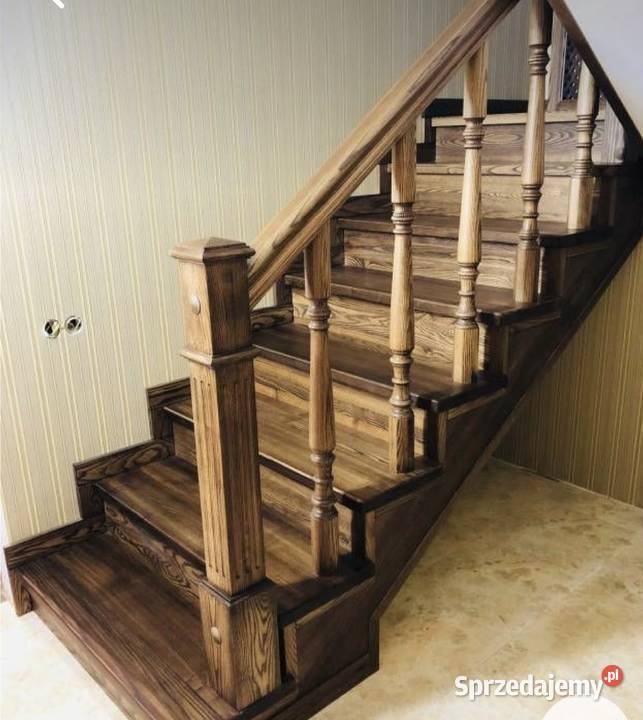 Schody drewniane stopnie listwy balustrady Bydgoszcz